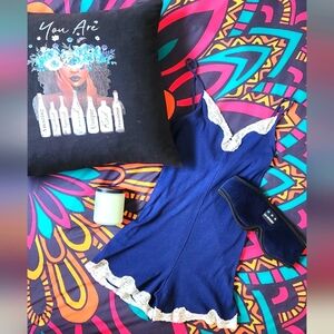 Navy Blue Ribbed Sleep Onsie